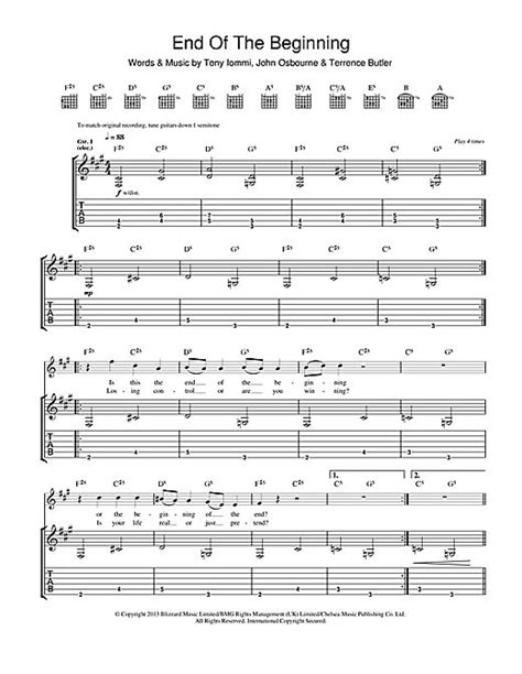 Black Sabbath End Of The Beginning Sheet Music And Printable Pdf