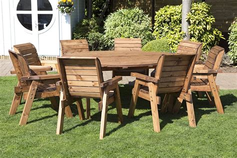 UK Made Fully Assembled Heavy Duty Wooden Garden Seater Dining Set With Round Table Cm