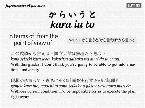 Learn Jlpt N Grammar Kara Iu To Japanesetest You