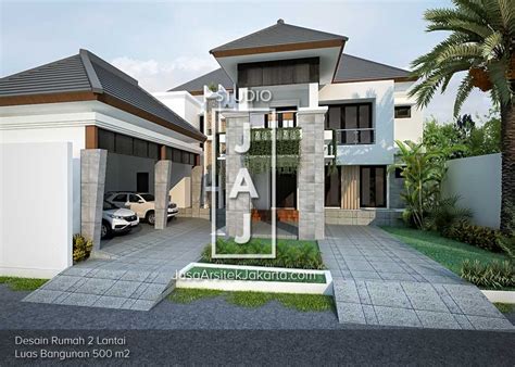 Bagian lantai 1 rumah dibuat dengan konsep open plan agar memberikan kesan luas pada hunian. Desain Rumah 2 Lantai Luas 500m2 ibu Ani di Jakarta - Jasa ...