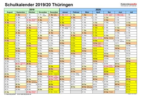 Cetak glider kalender kosong januari 2021. Schulkalender 2019/2020 Thüringen für PDF