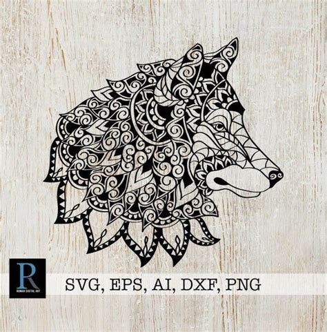 Download Mandala Wolf SVG, Zentangle Wolf SVG | Mandala wolf, Wolf ...