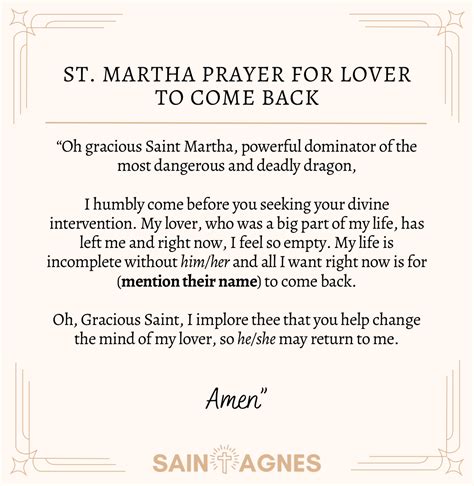 5 St Martha Prayer For Lover To Come Back Dominator