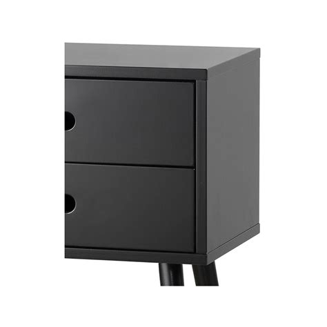 Groove Bedside Table W Drawers Scandi Nightstand Small Side Table Black