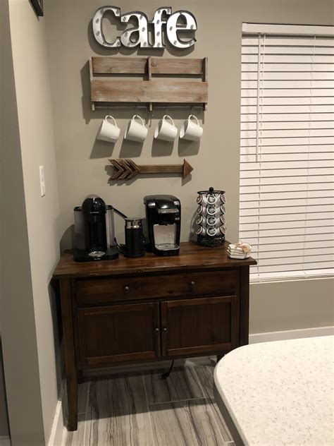 Coffee Station Coffee Bar Cafe Keurig And Nespresso Home Coffee Bar