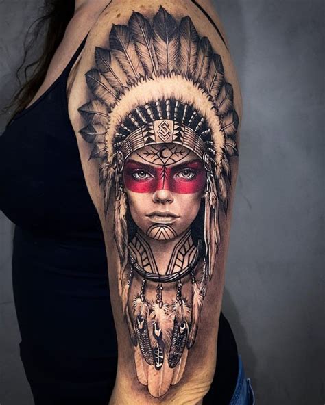 Native American Woman Indian Girl Tattoos Native Tattoos Headdress