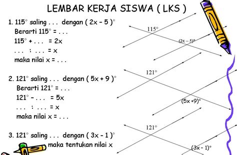 K13 revisi soal no 2 jika sudut a =2/5 sudut b hitunglah. Soal Matematika Hubungan Antar Garis Kelas 4 Sd