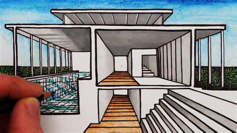 How To Draw A House In 1 Point Perspective Sectional Perspective