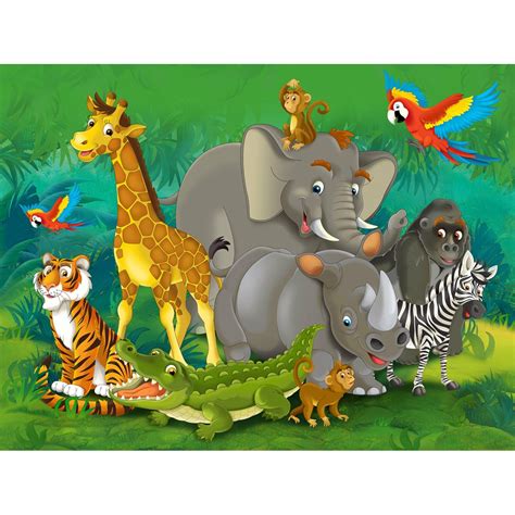 Zoomie Kids Hargrove Cartoon Jungle Animals Non Woven 118 L X 106 W