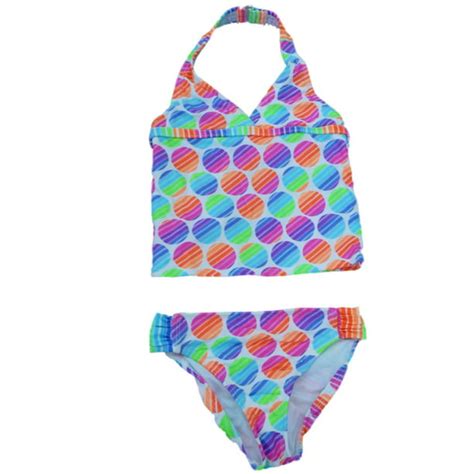 Angel Beach Angel Beach Girls Neon Polka Dot Swimming Suit Swim