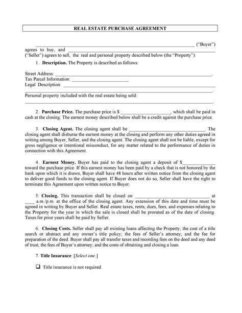 37 Simple Purchase Agreement Templates Real Estate Business