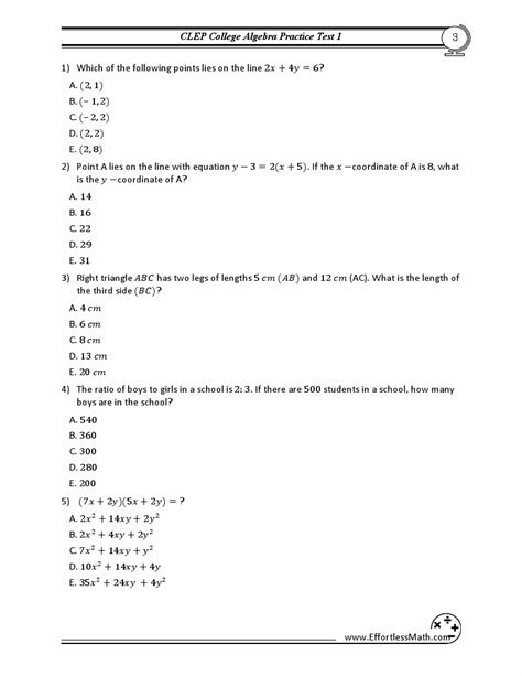 College Algebra Test Answers