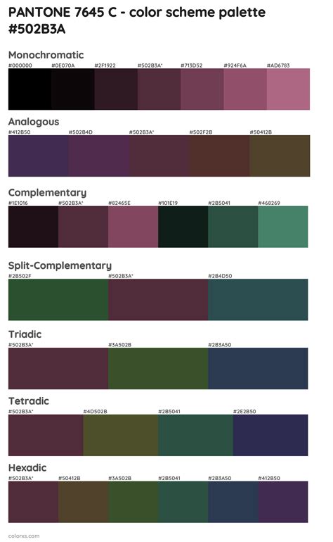 Pantone 7645 C Color Palettes And Color Scheme Combinations