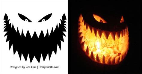 10 Free Scary Halloween Pumpkin Carving Patterns Stencils And Ideas