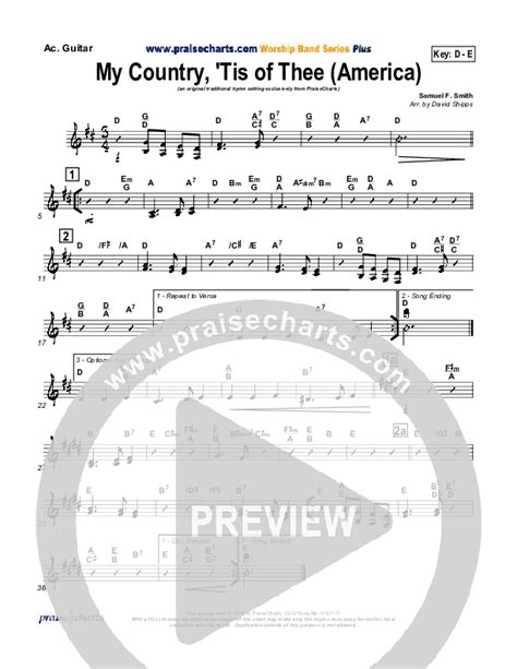 My Country Tis Of Thee Acoustic Guitar Sheet Music PDF PraiseCharts
