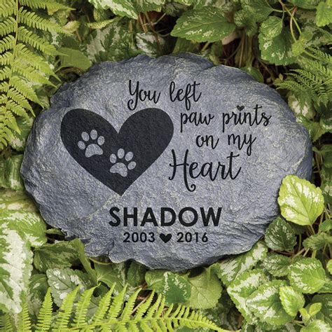 Personalized 5 Heart or Paw Pet Memorial Stone Personalized With Your