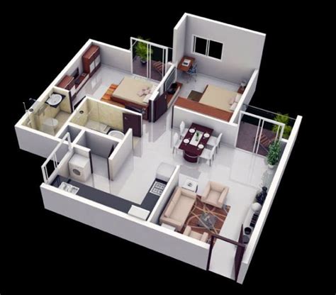 25 More 2 Bedroom 3d Floor Plans 2bhk House Plan Home Design Plans