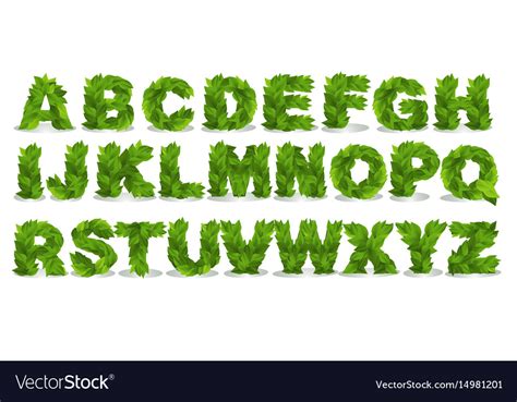 Green Leaf Fonts Royalty Free Vector Image Vectorstock