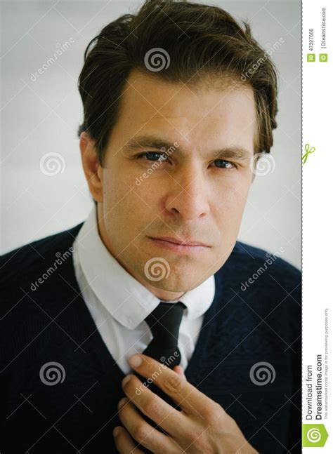 Real Men Stock Photo Image Of Thinking Blue Brownhair