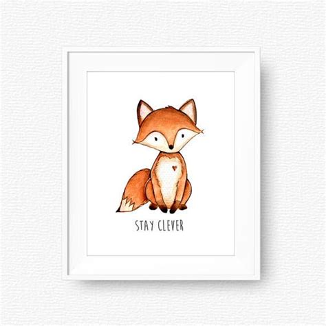 Stay Clever Little Fox Nursery Printable Art Woodland Animals Etsy