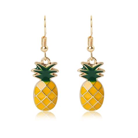 1 Pair Women Lovely Pineapple Shape Drop Earrings Alloy Dangle Earring Fashion Party Earring