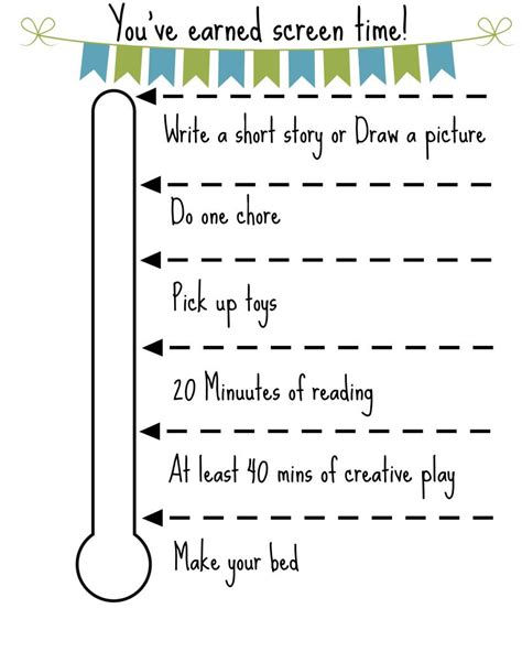 Free Printable Screen Time Chart Charts For Kids Chores For Kids