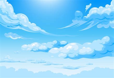 Ilustración Diaria De Nubes De Cielo Con Cirros De Dibujos Animados Y