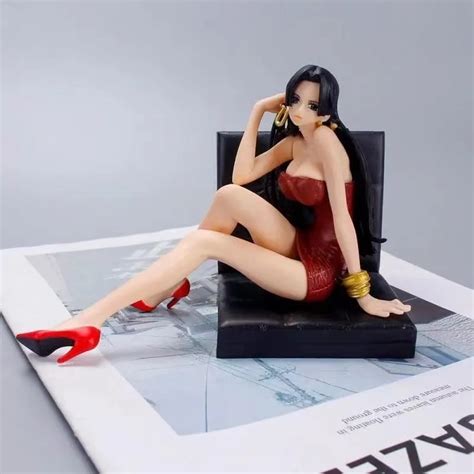 One Piece Anime Figure Boa Hancock Sexy Girl Sitting Sofa Red Black Skirt Pvc Action Figurine