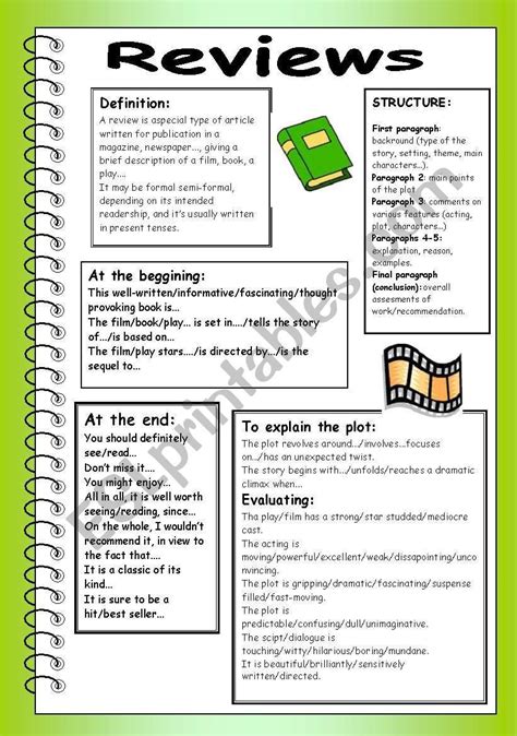 Writing A Review Esl Worksheet By Truji78 Exam Review Cooperative