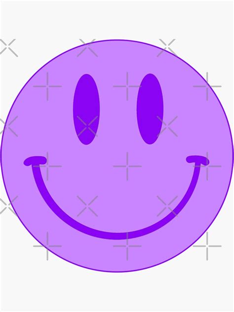 Purple Smiley Face Sticker For Sale By Blueberrycafe Redbubble