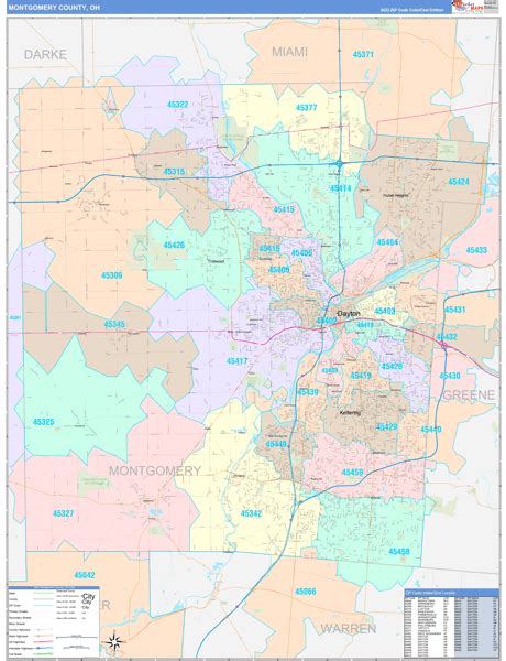 Montgomery County Oh Zip Code Maps Color Cast