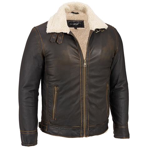 Black Rivet Distressed Leather Open Bottom Jacket W Faux Sherpa Lining