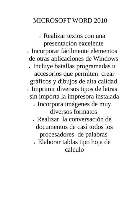 Calaméo Caracteristicas De Microsoft Word 2010