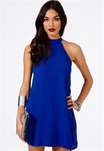 Missguided Nikola Halterneck Shift Dress In Cobalt Blue Where To Buy