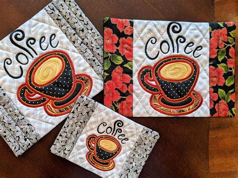 Coffee Shop Mug Rugsnack Mats Fabric Quilt Kit Designs By Juju