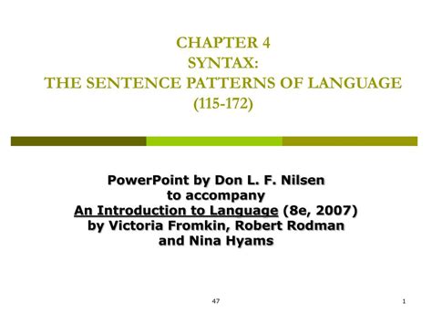 Ppt Chapter 4 Syntax The Sentence Patterns Of Language 115 172