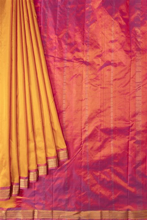 yellow bangalore silk saree