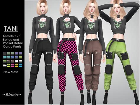 Tani Belted Cargo Pants By Helsoseira From Tsr • Sims 4 Downloads