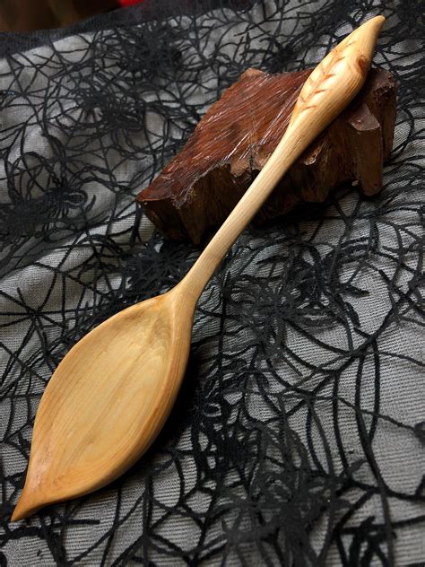 Hand Carved Leafy Wooden Spoon Available From Stock Ivywoodcrafts