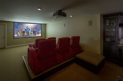 Media Room With Tiered Seating Modern Home Theater Calgary By