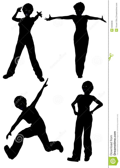 Isolated Silhouettes Of Women In Various Poses Stock Illustration