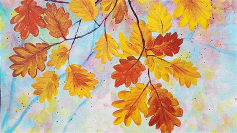 Easy Autumn Leaves Acrylic Painting Live Tutorial Youtube