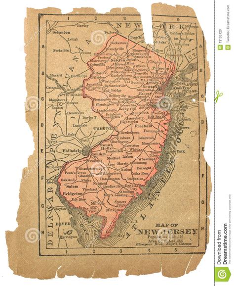 Old Map Of New Jersey Stock Photo Image Of Global