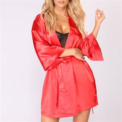 Jd Plus Size Sexy Lingerie Women Silk Lace Robe Satin Bathrobe Sleepwear Pajamas