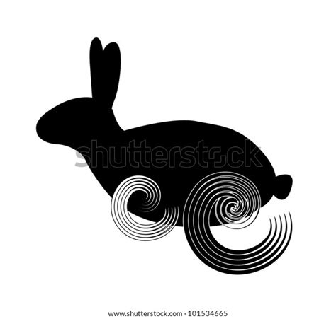 Black Silhouette Running Rabbit Isolated On Stock Vector Royalty Free