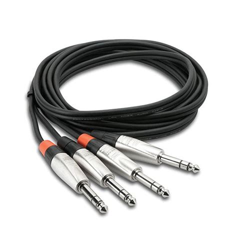 Hosa Pro Dual Cable 14 Trs Male To Dual 14 Trs Male Stereo Cable