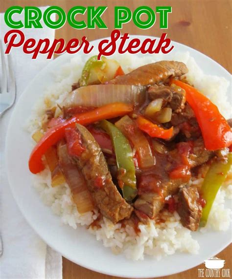 This recipe lets you coat your meat and place it on the bottom of your slow cooker with the rest of the ingredients on top. Crock Pot Pepper Steak - The Country Cook