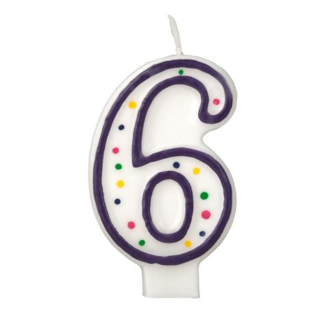 Colorful Birthday Candle Number 6 Polka Dot Number Cake Toppers