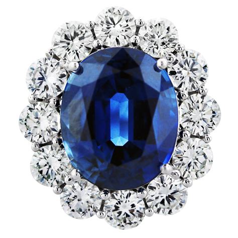 Platinum 8.56ct Ceylon Sapphire and Diamond Cocktail Ring