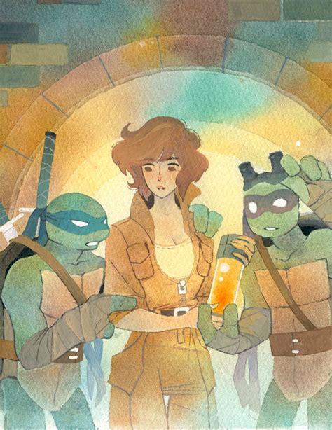 April O Neil Leonardo And Donatello Teenage Mutant Ninja Turtles And